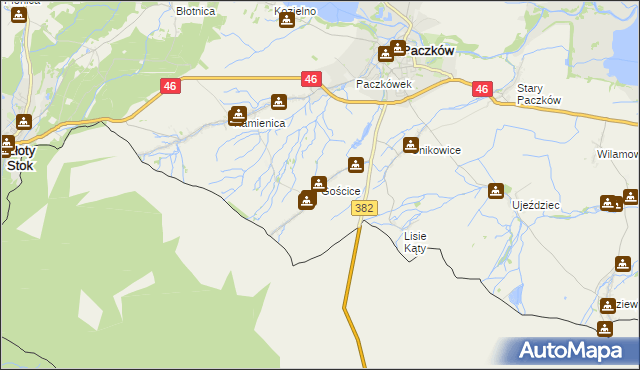 mapa Gościce, Gościce na mapie Targeo