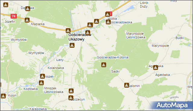 mapa Gościeradów-Kolonia, Gościeradów-Kolonia na mapie Targeo