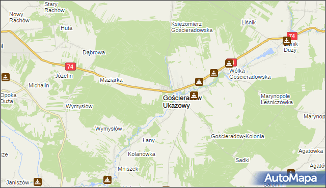 mapa Gościeradów Ukazowy, Gościeradów Ukazowy na mapie Targeo