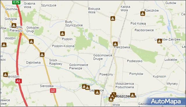 mapa Gościmowice Drugie, Gościmowice Drugie na mapie Targeo