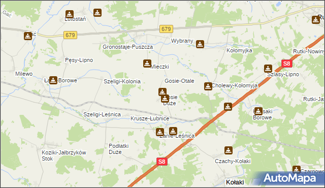 mapa Gosie Duże, Gosie Duże na mapie Targeo