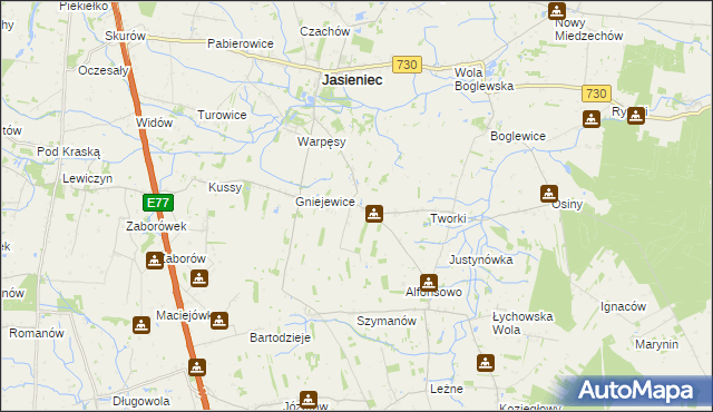mapa Gośniewice gmina Jasieniec, Gośniewice gmina Jasieniec na mapie Targeo