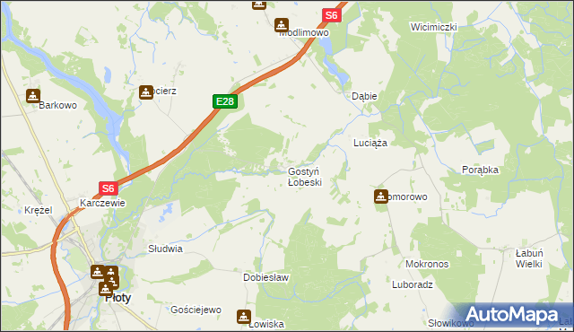 mapa Gostyń Łobeski, Gostyń Łobeski na mapie Targeo