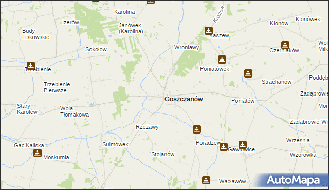 mapa Goszczanów, Goszczanów na mapie Targeo