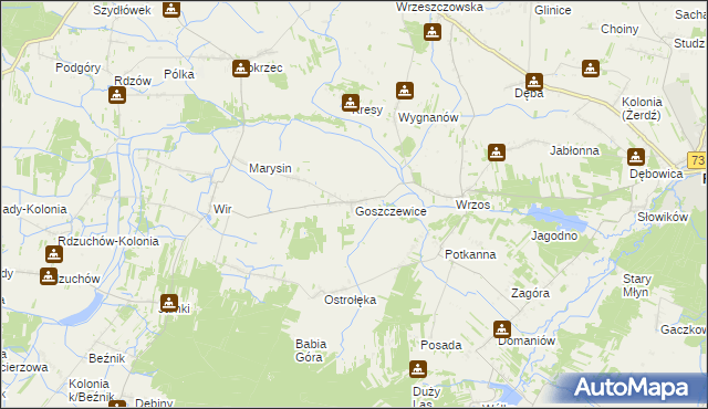 mapa Goszczewice, Goszczewice na mapie Targeo