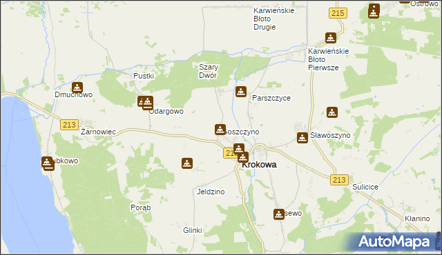 mapa Goszczyno gmina Krokowa, Goszczyno gmina Krokowa na mapie Targeo