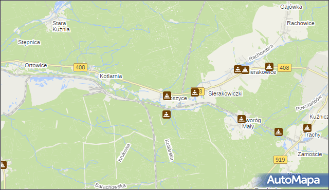 mapa Goszyce gmina Bierawa, Goszyce gmina Bierawa na mapie Targeo