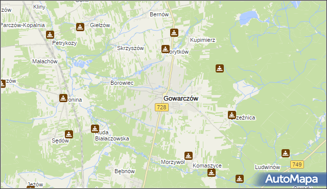 mapa Gowarczów, Gowarczów na mapie Targeo