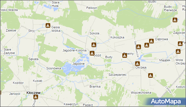 mapa Gózd gmina Kłoczew, Gózd gmina Kłoczew na mapie Targeo