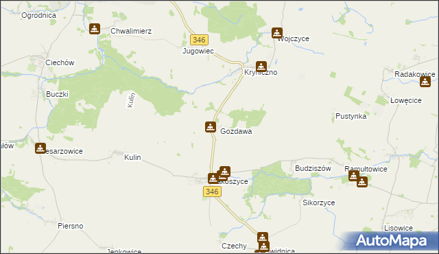 mapa Gozdawa gmina Środa Śląska, Gozdawa gmina Środa Śląska na mapie Targeo