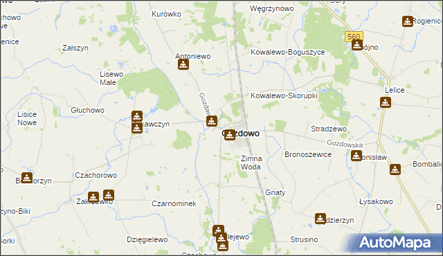 mapa Gozdowo powiat sierpecki, Gozdowo powiat sierpecki na mapie Targeo