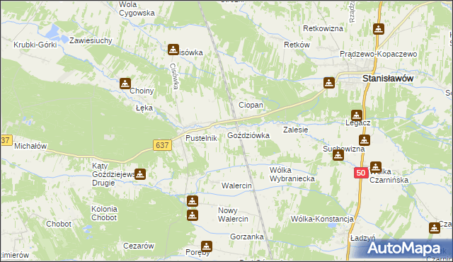 mapa Goździówka, Goździówka na mapie Targeo