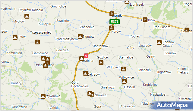 mapa Goźlice, Goźlice na mapie Targeo