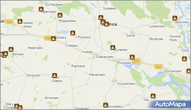 mapa Grabianowo gmina Brodnica, Grabianowo gmina Brodnica na mapie Targeo