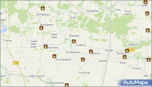 mapa Grabice gmina Cielądz, Grabice gmina Cielądz na mapie Targeo