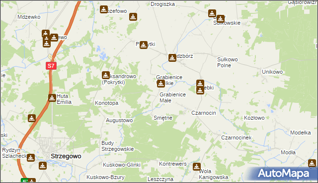 mapa Grabienice Małe, Grabienice Małe na mapie Targeo