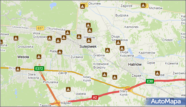 mapa Grabina gmina Halinów, Grabina gmina Halinów na mapie Targeo