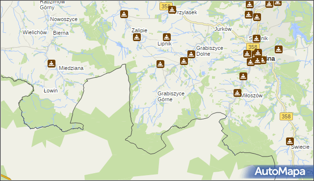 mapa Grabiszyce Górne, Grabiszyce Górne na mapie Targeo