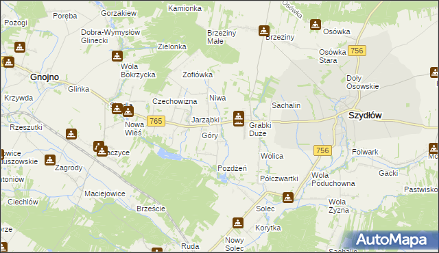 mapa Grabki Małe, Grabki Małe na mapie Targeo