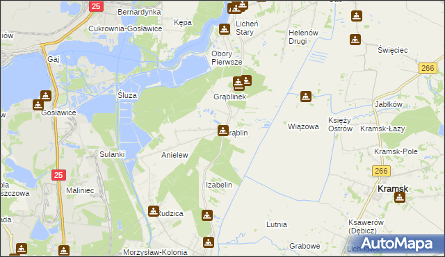 mapa Grąblin, Grąblin na mapie Targeo