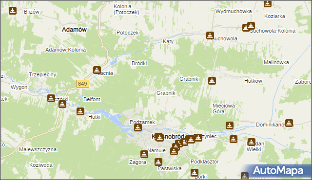 mapa Grabnik gmina Krasnobród, Grabnik gmina Krasnobród na mapie Targeo