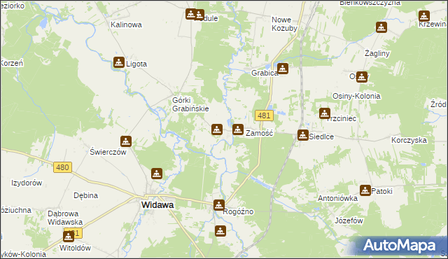 mapa Grabno gmina Sędziejowice, Grabno gmina Sędziejowice na mapie Targeo