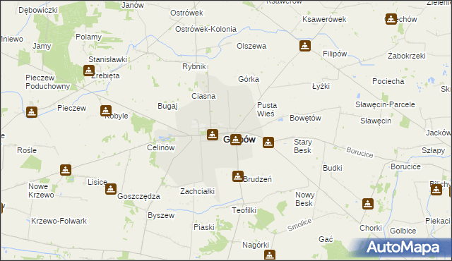 mapa Grabów powiat łęczycki, Grabów powiat łęczycki na mapie Targeo