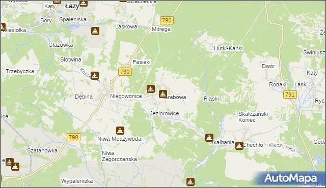 mapa Grabowa gmina Łazy, Grabowa gmina Łazy na mapie Targeo