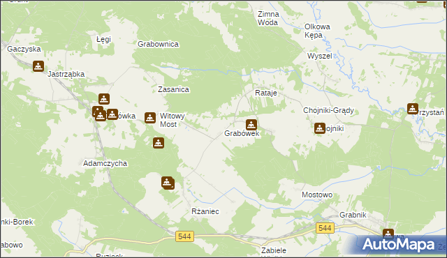 mapa Grabówek gmina Olszewo-Borki, Grabówek gmina Olszewo-Borki na mapie Targeo