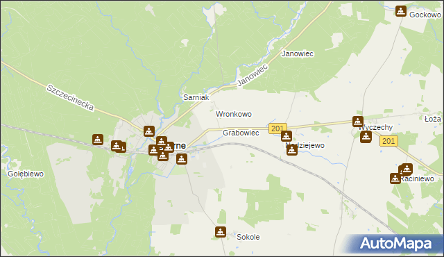 mapa Grabowiec gmina Czarne, Grabowiec gmina Czarne na mapie Targeo