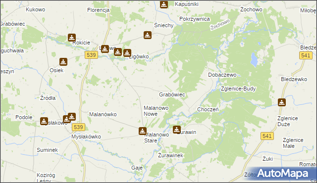 mapa Grabówiec gmina Mochowo, Grabówiec gmina Mochowo na mapie Targeo