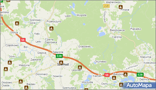 mapa Grabowiec gmina Szemud, Grabowiec gmina Szemud na mapie Targeo