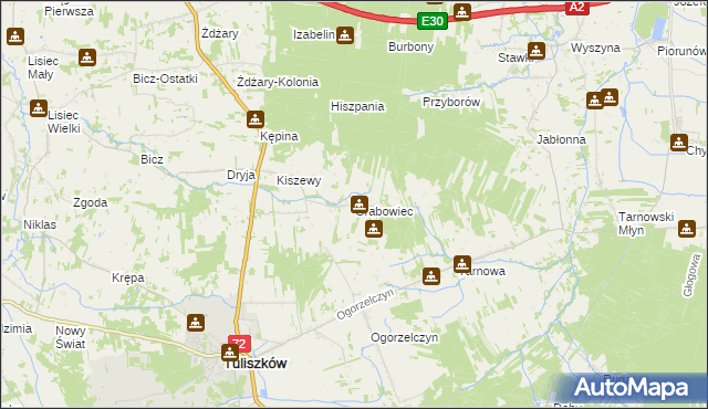 mapa Grabowiec gmina Tuliszków, Grabowiec gmina Tuliszków na mapie Targeo