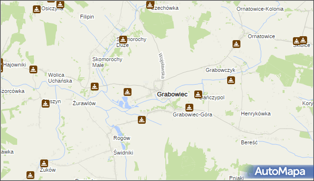 mapa Grabowiec powiat zamojski, Grabowiec powiat zamojski na mapie Targeo