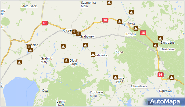 mapa Grabówka gmina Mikołajki, Grabówka gmina Mikołajki na mapie Targeo