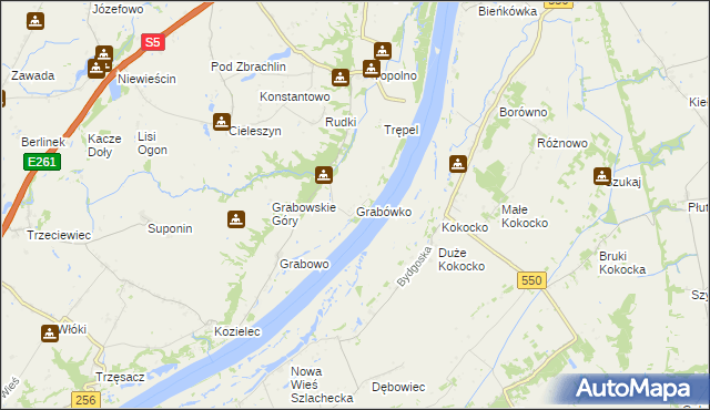 mapa Grabówko gmina Pruszcz, Grabówko gmina Pruszcz na mapie Targeo