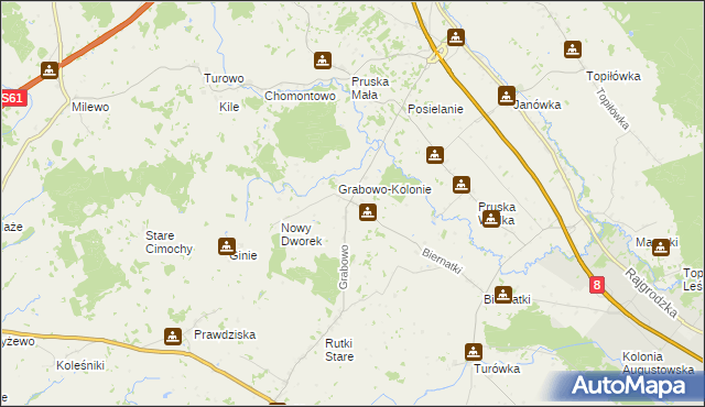 mapa Grabowo gmina Augustów, Grabowo gmina Augustów na mapie Targeo