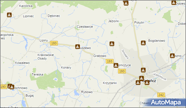 mapa Grabowo gmina Gołańcz, Grabowo gmina Gołańcz na mapie Targeo