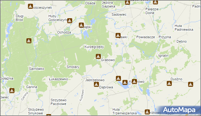 mapa Grabowo gmina Trzemeszno, Grabowo gmina Trzemeszno na mapie Targeo