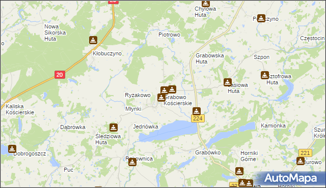 mapa Grabowo Kościerskie, Grabowo Kościerskie na mapie Targeo