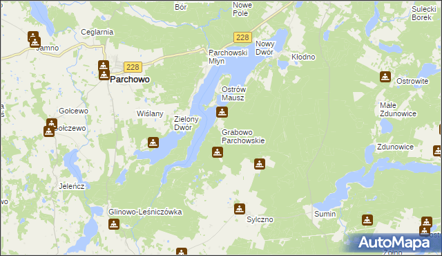 mapa Grabowo Parchowskie, Grabowo Parchowskie na mapie Targeo