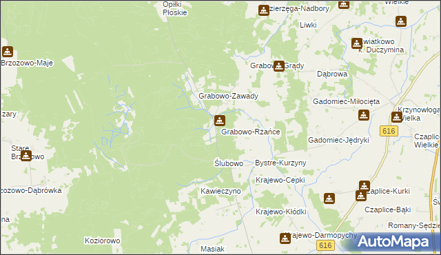 mapa Grabowo-Rżańce, Grabowo-Rżańce na mapie Targeo