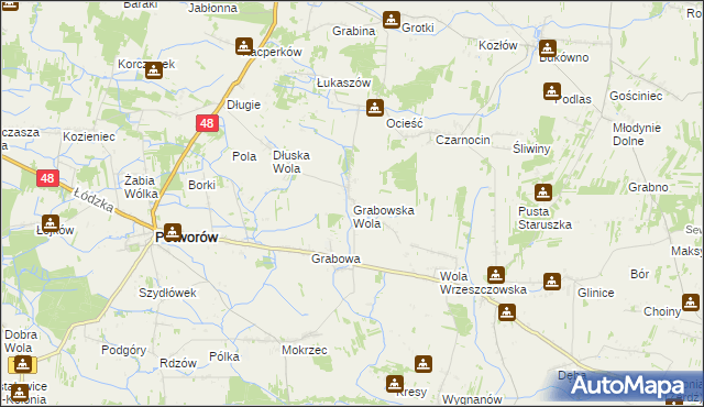 mapa Grabowska Wola gmina Potworów, Grabowska Wola gmina Potworów na mapie Targeo