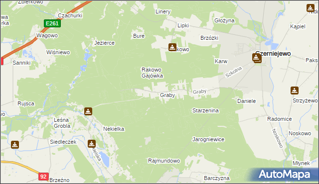 mapa Graby gmina Czerniejewo, Graby gmina Czerniejewo na mapie Targeo