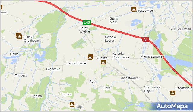 mapa Gracze, Gracze na mapie Targeo