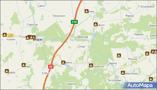 mapa Grąd gmina Brojce, Grąd gmina Brojce na mapie Targeo