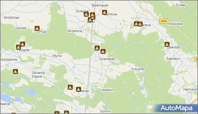 mapa Granowiec, Granowiec na mapie Targeo