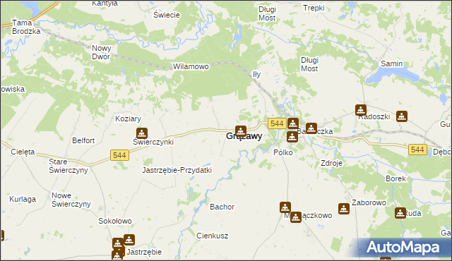 mapa Grążawy, Grążawy na mapie Targeo