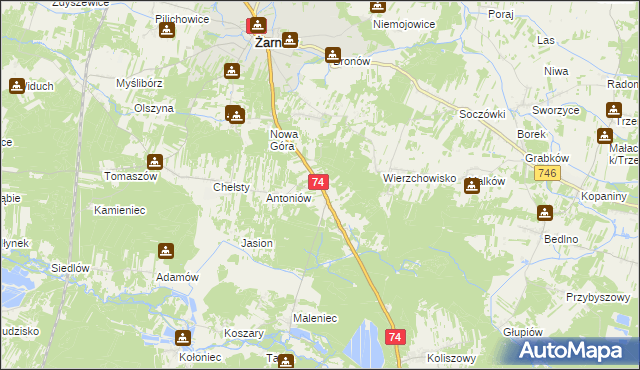 mapa Grębenice, Grębenice na mapie Targeo