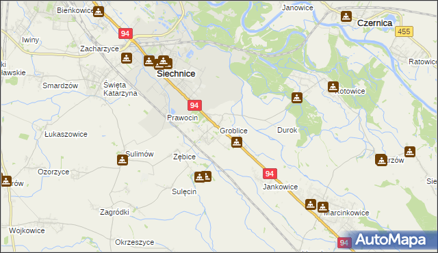 mapa Groblice, Groblice na mapie Targeo